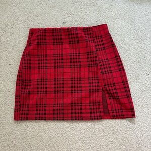 Better Be Red and Black Plaid Pencil Skirt